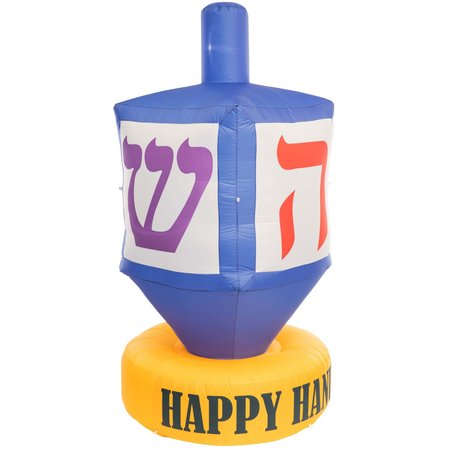 Gardenised Giant Hanukkah Inflatable Dreidel - Yard Decor with Built-in Bulbs, Tie-Down Points QI003946